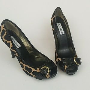 Steve Madden Lezlie Faux Fur Peep Toe Pumps 8M